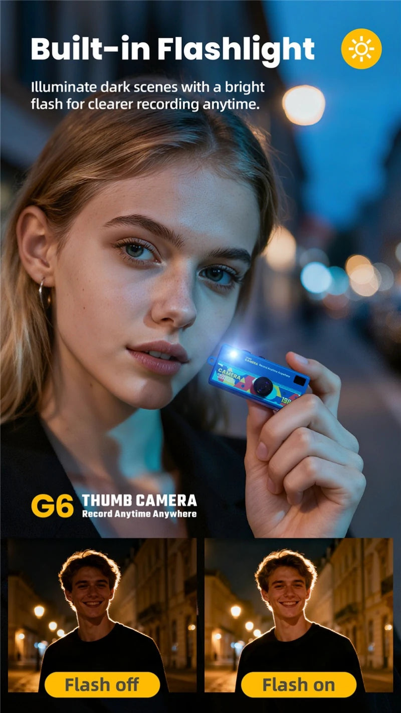 Capture Every Moment with the G6 Thumb Camera: Ultra-Compact 1080P Retro Mini Keychain Camcorder for Students and Kids
