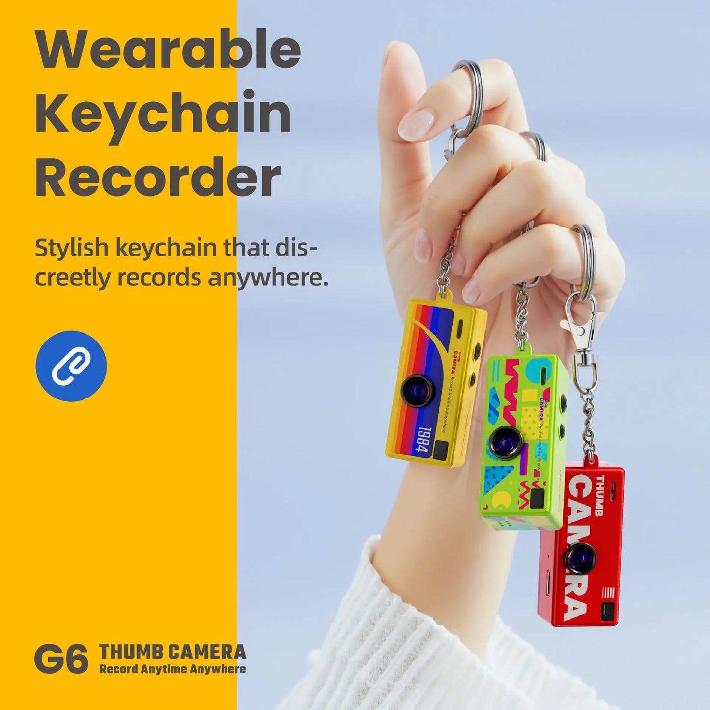 Capture Every Moment with the G6 Thumb Camera: Ultra-Compact 1080P Retro Mini Keychain Camcorder for Students and Kids