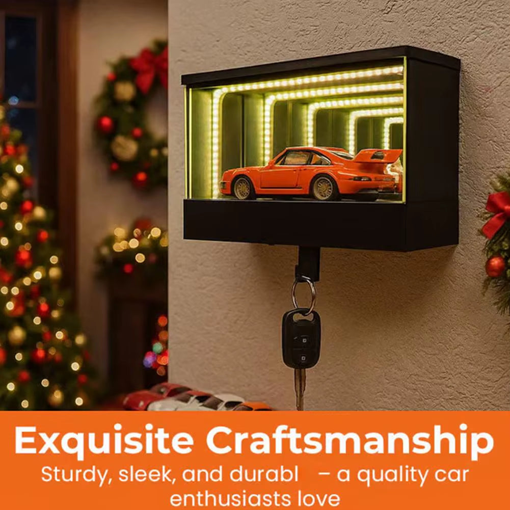 LED Garage Key Holder – Creative Wall Mounted Car Key Organizer with Light | Unique Entryway Key Rack Decor