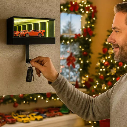 LED Garage Key Holder – Creative Wall Mounted Car Key Organizer with Light | Unique Entryway Key Rack Decor